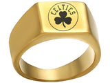 Boston Celtics Ring Clover Gold 10mm Ring Sizes 8-12 #boston #celtics