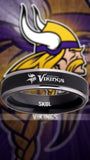 Minnesota Vikings Ring Black & Silver Wedding Band 6mm | Sizes 5-13 #vikings #skol #nfl