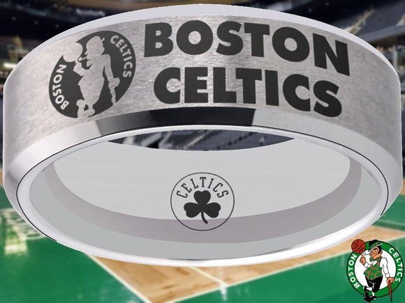 Boston Celtics Ring Silver Wedding Ring Sizes 6-13 #boston #celtics #nba