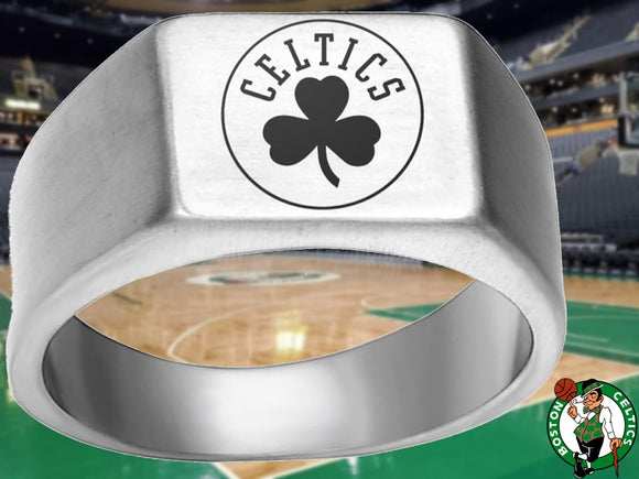 Boston Celtics Ring Clover Silver 10mm Ring Sizes 8-12 #boston #celtics