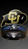 Colorado Buffaloes Ring Black & Blue CZ Wedding Band | Sizes 6-13 #buffs #ncaa