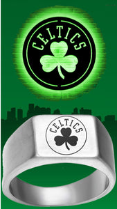 Boston Celtics Ring Clover Silver 10mm Ring Sizes 8-12 #boston #celtics