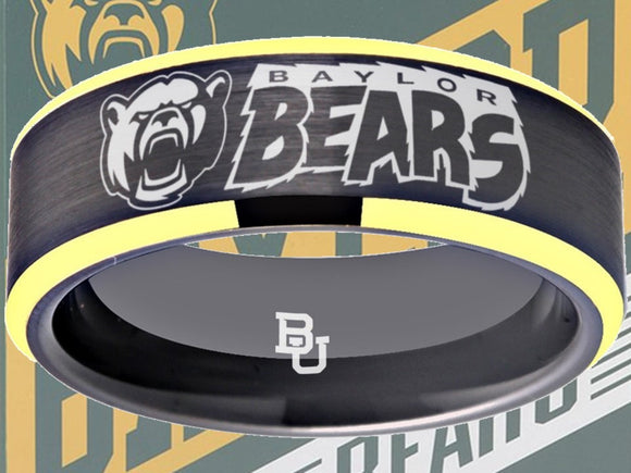 Baylor Bears Ring Black & Gold Wedding Band | Sizes 6-13 #bu #baylor #bears