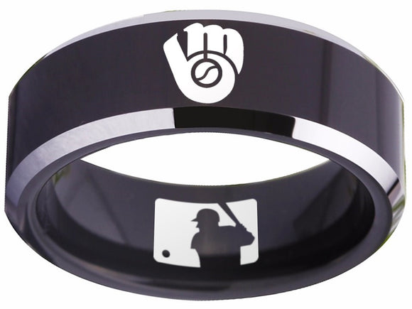 Milwaukee Brewers Ring black ring 8mm Tungsten Ring #mlb #brewers