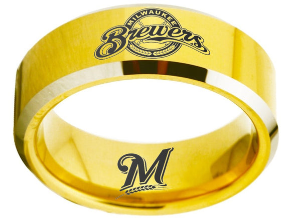 Milwaukee Brewers Ring Gold Ring 8mm Tungsten Ring #mlb #brewers