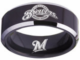 Milwaukee Brewers Ring black ring 8mm Tungsten Ring #mlb #brewers