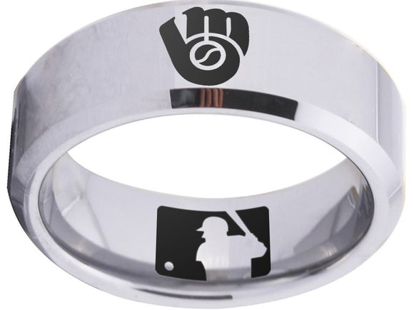 Milwaukee Brewers Ring Silver ring 8mm Tungsten Ring #mlb #brewers