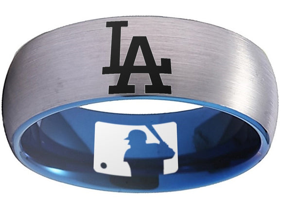 LA Dodgers Ring Silver and Blue Ring 8mm Tungsten Ring #mlb #dodgers