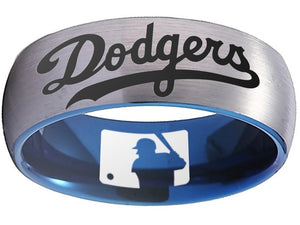 LA Dodgers Ring | Silver & Blue Wedding Band | Sizes 6-13 #dodgers