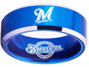 Milwaukee Brewers Ring blue ring 8mm Tungsten Ring #mlb #brewers