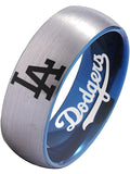 LA Dodgers Ring Silver and Blue Ring 8mm Tungsten Ring #mlb #dodgers