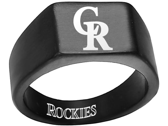 Colorado Rockies Ring Black & Silver Titanium Steel Ring #coloradorockies #mlb