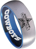 NFL Dallas Cowboys Silver and Blue Ring - Dallas Cowboys Football Team Jewelry