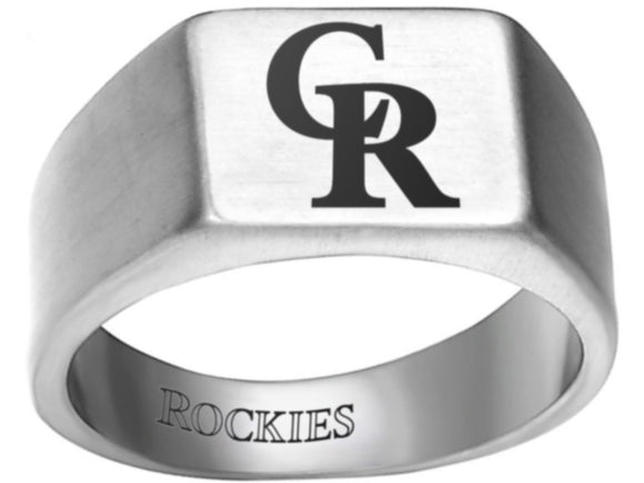 Colorado Rockies Ring Silver & Black Titanium Steel Ring #coloradorockies #mlb