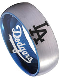 LA Dodgers Ring Silver and Blue Ring 8mm Tungsten Ring #mlb #dodgers