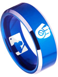 Milwaukee Brewers Ring blue ring 8mm Tungsten Ring #mlb #brewers