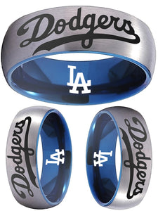 LA Dodgers Ring | Silver & Blue Wedding Ring | Sizes 6-13 #dodgers