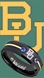 Baylor Bears Ring Black, Gold & Blue CZ Wedding Band | Sizes 6-13 #bu #baylor #bears