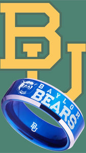 Baylor Bears Ring Blue & Silver Wedding Band | Sizes 4-17 #bu #baylor #bears