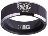 Wisconsin Badgers Ring Black Ring Tungsten NCAA #badgers