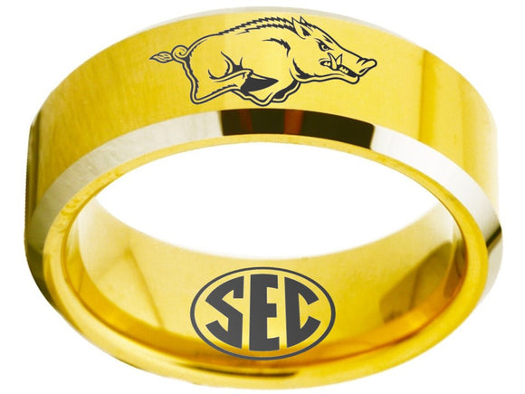 Arkansas Razorbacks Ring Gold Ring Tungsten Ring #arkansas #razorbacks