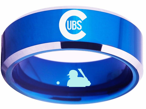 Chicago Cubs Ring Blue 8mm Tungsten Ring Sizes 4 - 17 #cubs