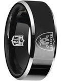 Las Vegas Raiders Ring Black and Silver Tungsten Wedding Ring #Raiders #NFL