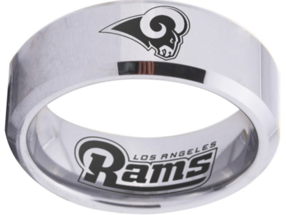 Los Angeles Rams Ring Silver Black Logo Ring Sizes 4 - 17 #rams #logo