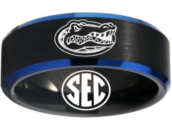 Florida Gators Ring UF Gators Logo Ring Black and Blue Band #florida #gators