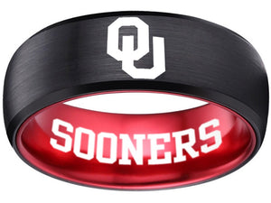 Oklahoma Sooners Ring | Black & Red Wedding Band | Sizes 6-13 #ou