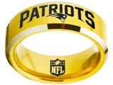 New England Patriots NFL Football Team Logo Tungsten Carbide Comfort Fit Ring