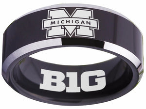 Michigan Ring | Black & Silver Wedding Ring | Sizes 4-17 #wolverines