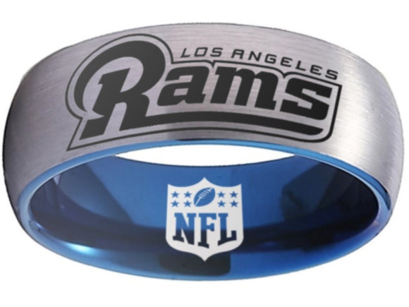 Los Angeles Rams Ring Silver and Blue Logo Ring Sizes 6 - 13 #rams