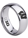 Wisconsin Badgers Ring Silver Ring 8mm Tungsten #badgers #ncaa