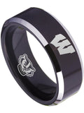 Wisconsin Badgers Ring Black Ring Tungsten NCAA #badgers