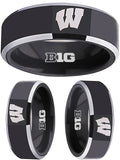 Wisconsin Badgers Ring Black Ring Tungsten NCAA #badgers