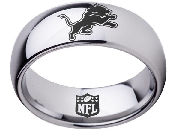 Detroit Lions Ring Silver Ring 8mm Tungsten #lions #nfl